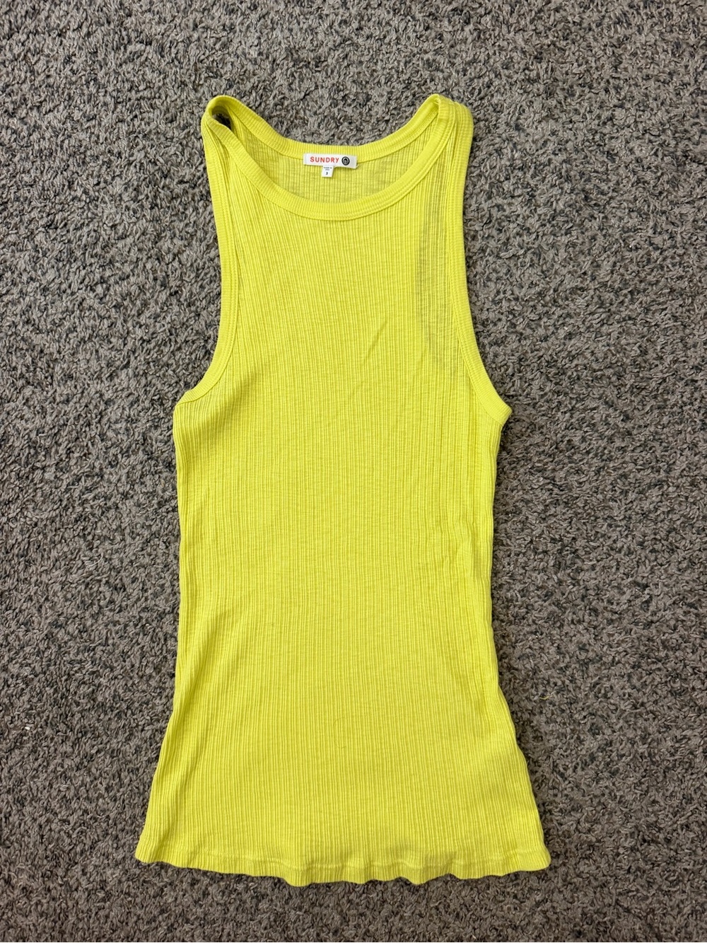 Sundry Bright Lime Ribbed Tank Top